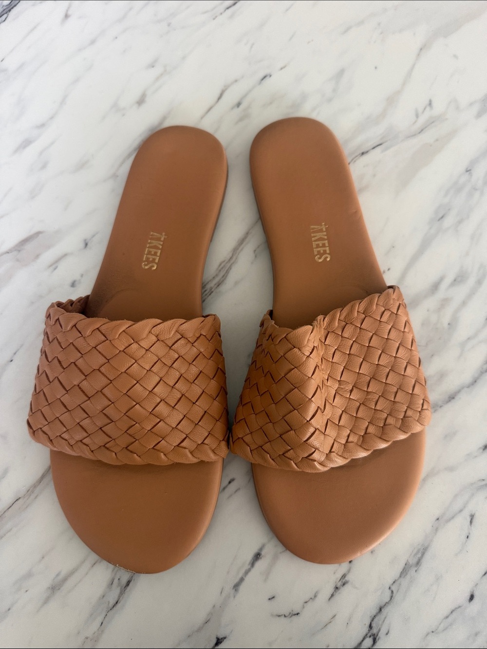 TKEES Braided Slide Sandals - Cognac/Tan